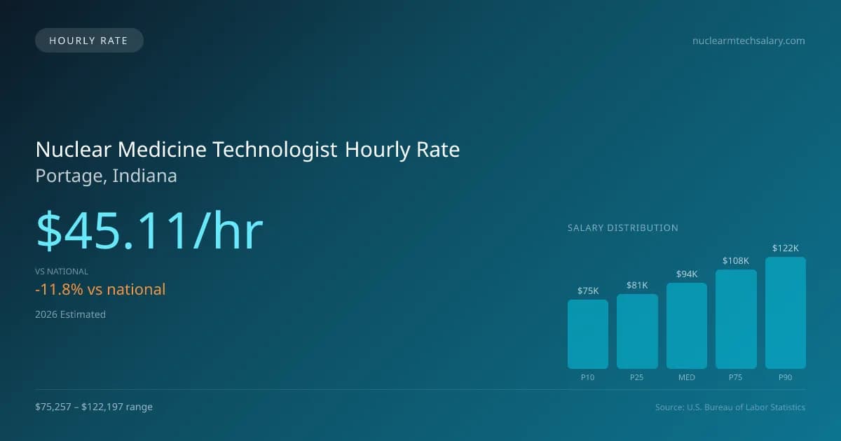Nuclear Medicine Technologist Hourly Rate in Portage, IN — 2026 est., based on 2025 BLS