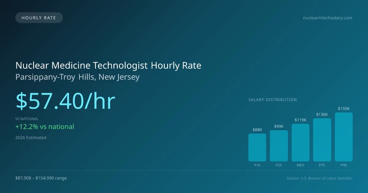 Nuclear Medicine Technologist Hourly Rate in Parsippany-Troy Hills, NJ — 2026 est., based on 2025 BLS