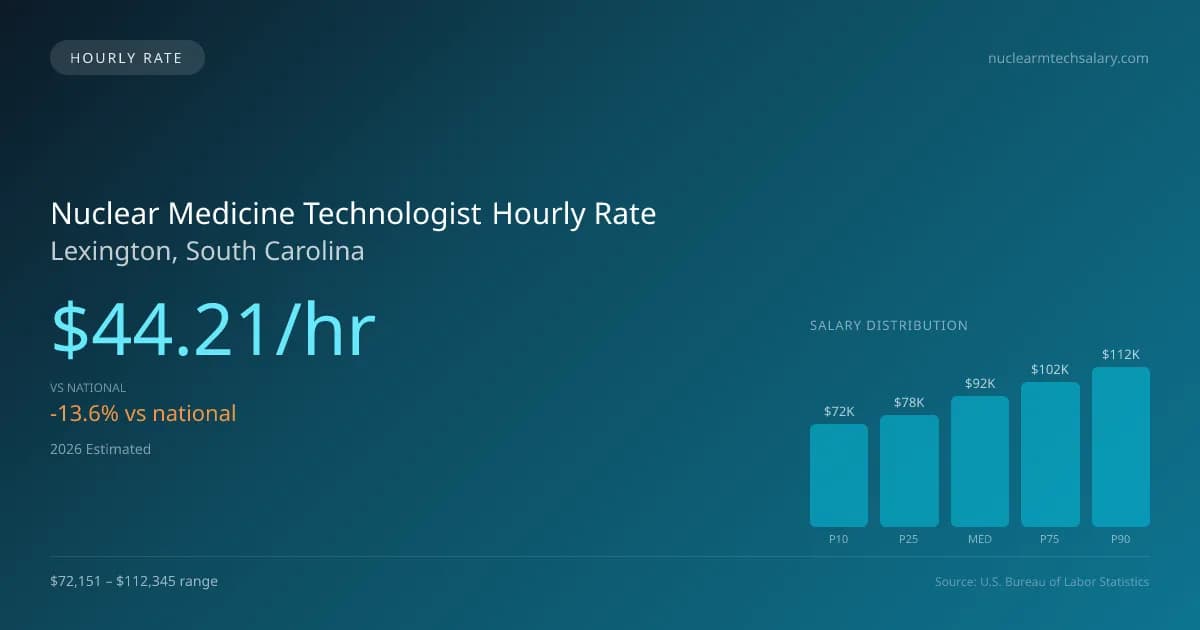 Nuclear Medicine Technologist Hourly Rate in Lexington, SC — 2026 est., based on 2025 BLS
