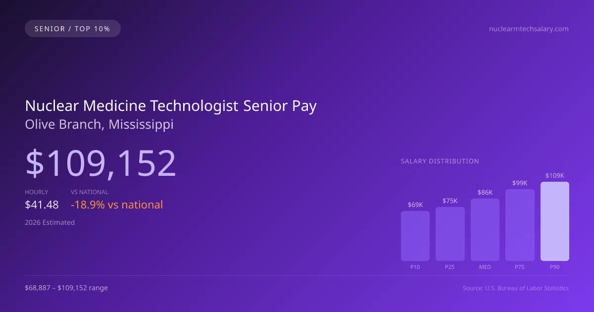 Nuclear Medicine Technologist Senior Salary in Olive Branch, MS — 2026 est., based on 2025 BLS