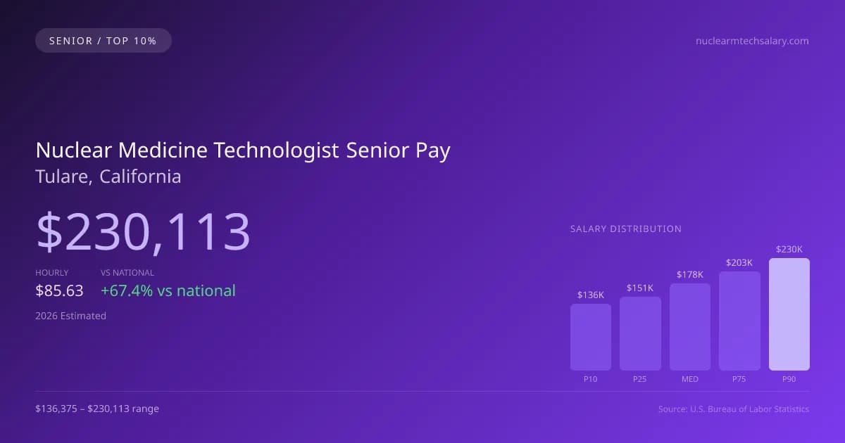 Nuclear Medicine Technologist Senior Salary in Tulare, CA — 2026 est., based on 2025 BLS