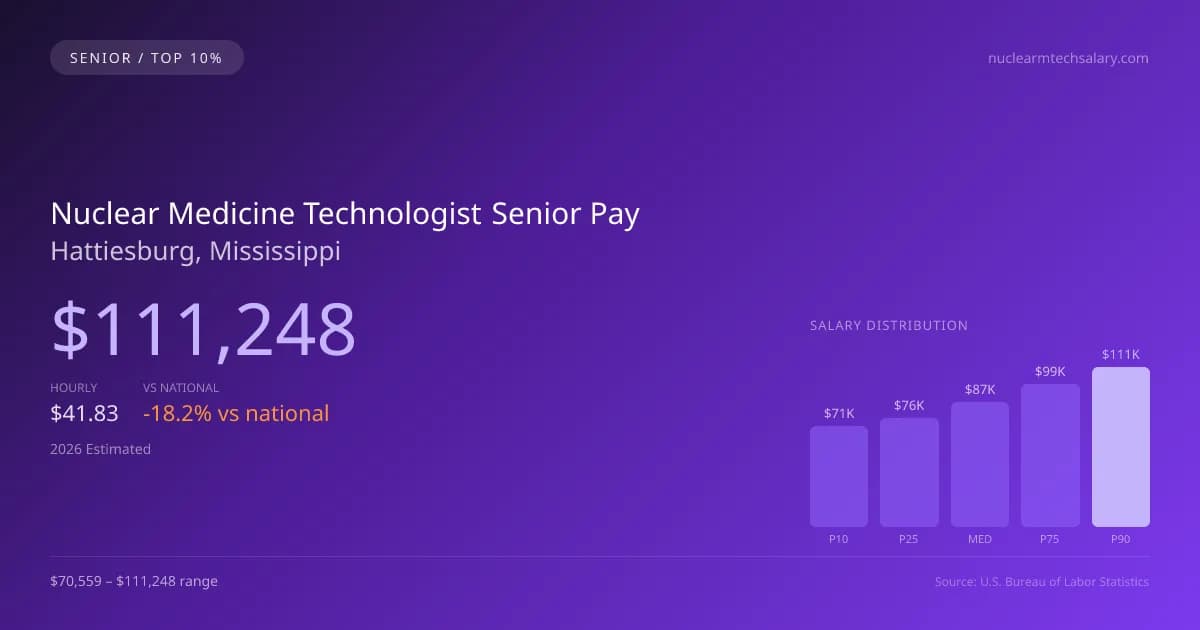 Nuclear Medicine Technologist Senior Salary in Hattiesburg, MS — 2026 est., based on 2025 BLS