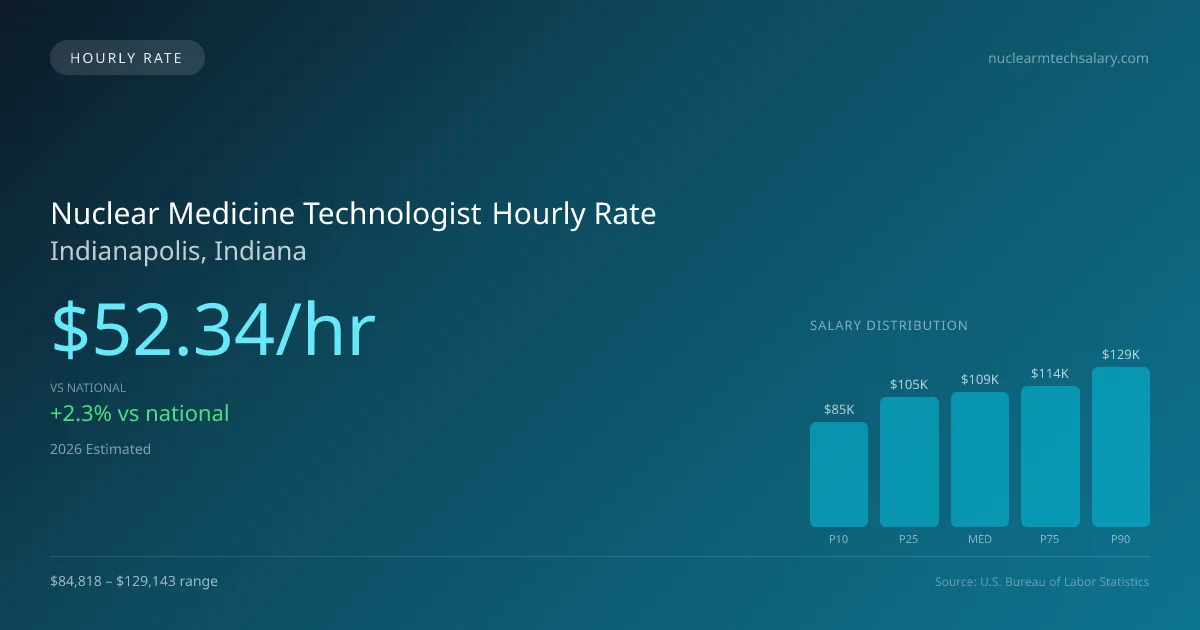 Nuclear Medicine Technologist Hourly Rate in Indianapolis, IN — 2026 est., based on 2025 BLS