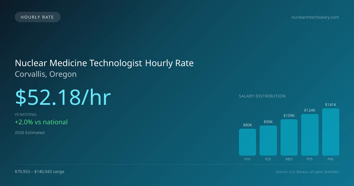 Nuclear Medicine Technologist Hourly Rate in Corvallis, OR — 2026 est., based on 2025 BLS