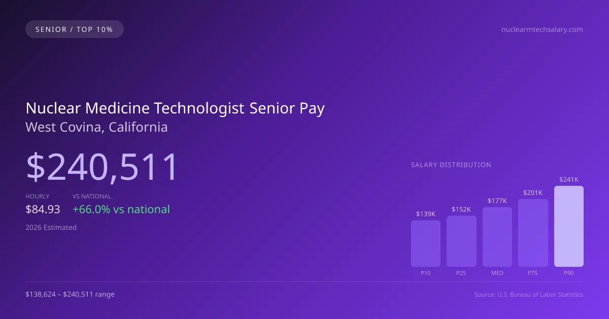 Nuclear Medicine Technologist Senior Salary in West Covina, CA — 2026 est., based on 2025 BLS