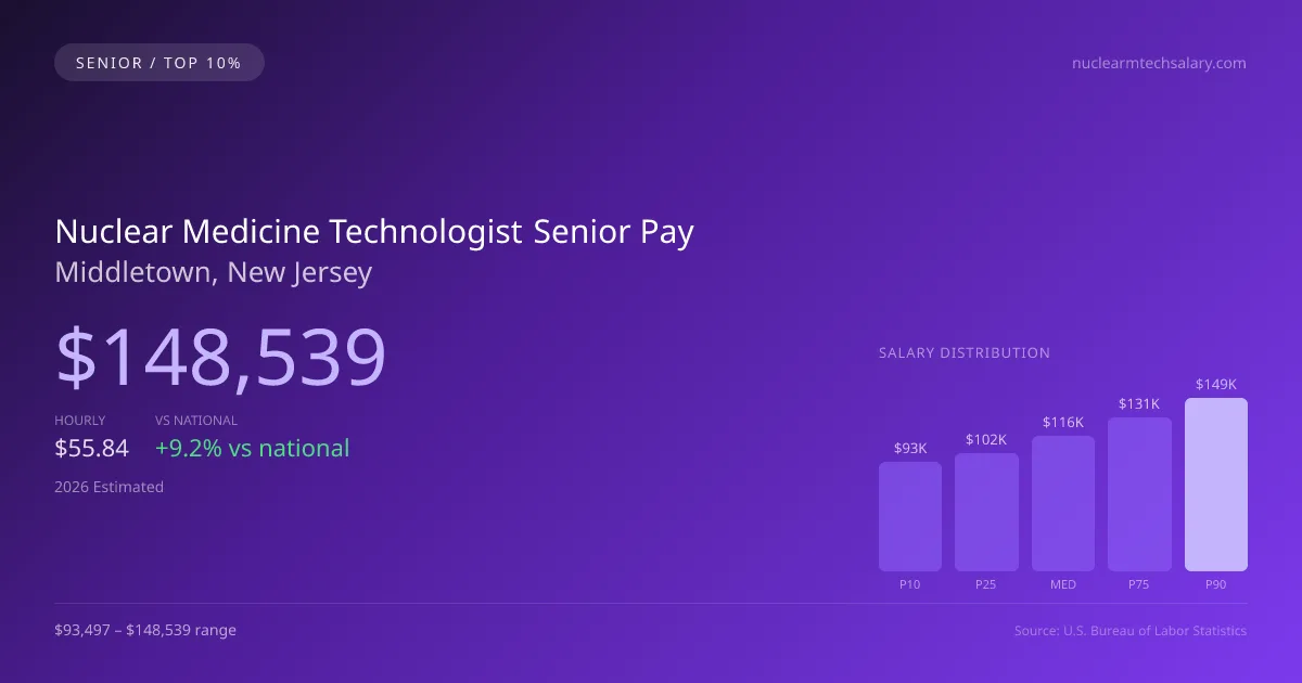 Nuclear Medicine Technologist Senior Salary in Middletown, NJ — 2026 est., based on 2025 BLS